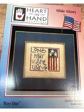 Olde Glory Cross-Stitch Pattern "Long May She Wave" 3.5 x 4.75 Inches Design